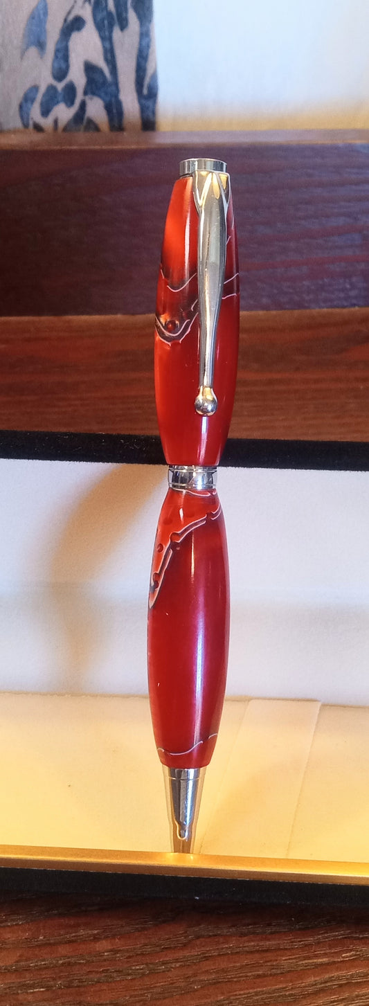 Red Acrylic Twist Action Ink Pen