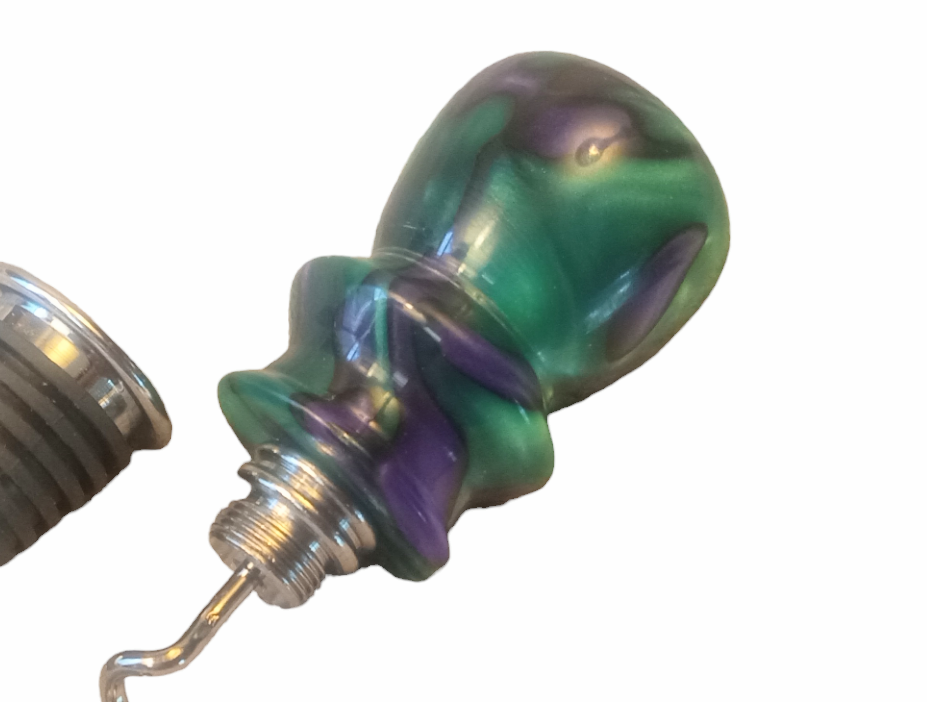 Acrylic Wine Bottle Stopper with Built in Corkscrew Green and Purple