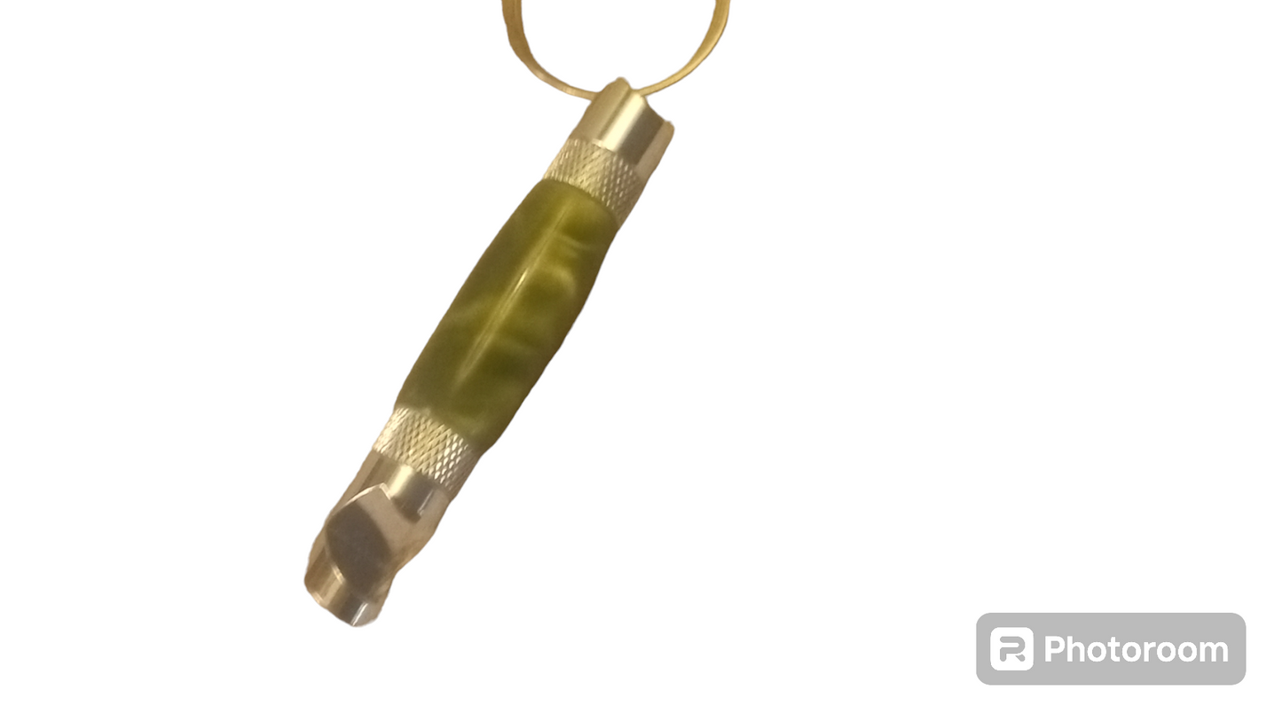 Chrome Bottle opener Key Chain With Green Acrylic